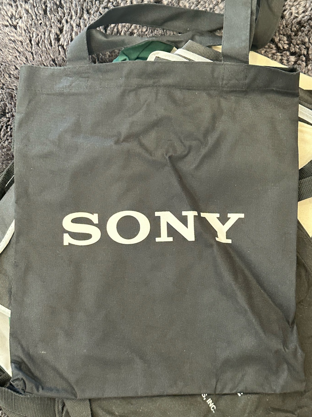 Sony Black Tote Bag with White Logo